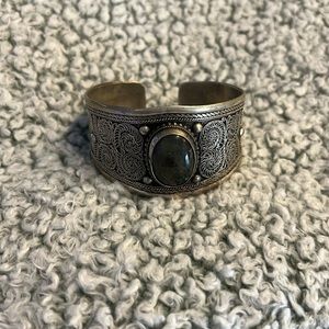 Metal Cuff Bracelet with Stone